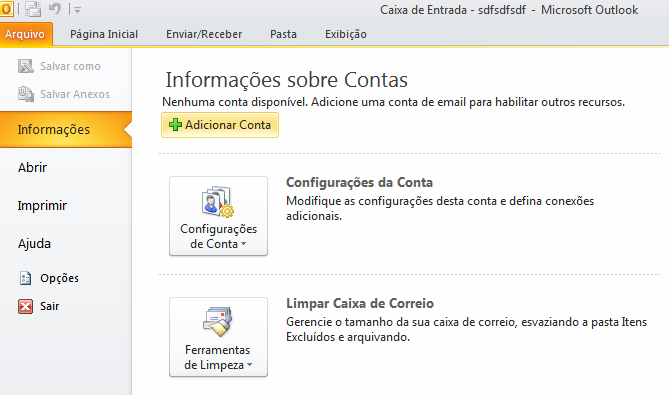 Configurar seu e-mail Profissional no Outlook 2010